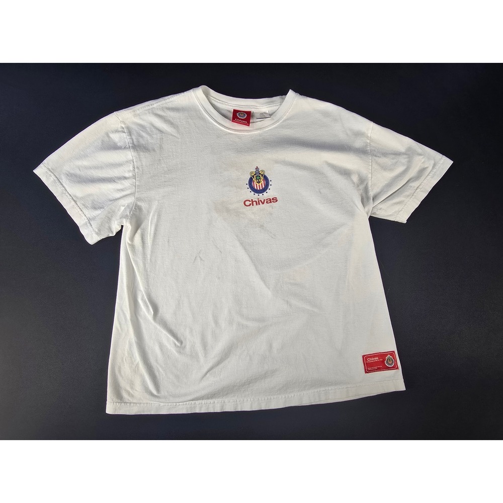 Chivas de Guadalajara Mens T-Shirt White Cotton Soccer Graphic Tee Large